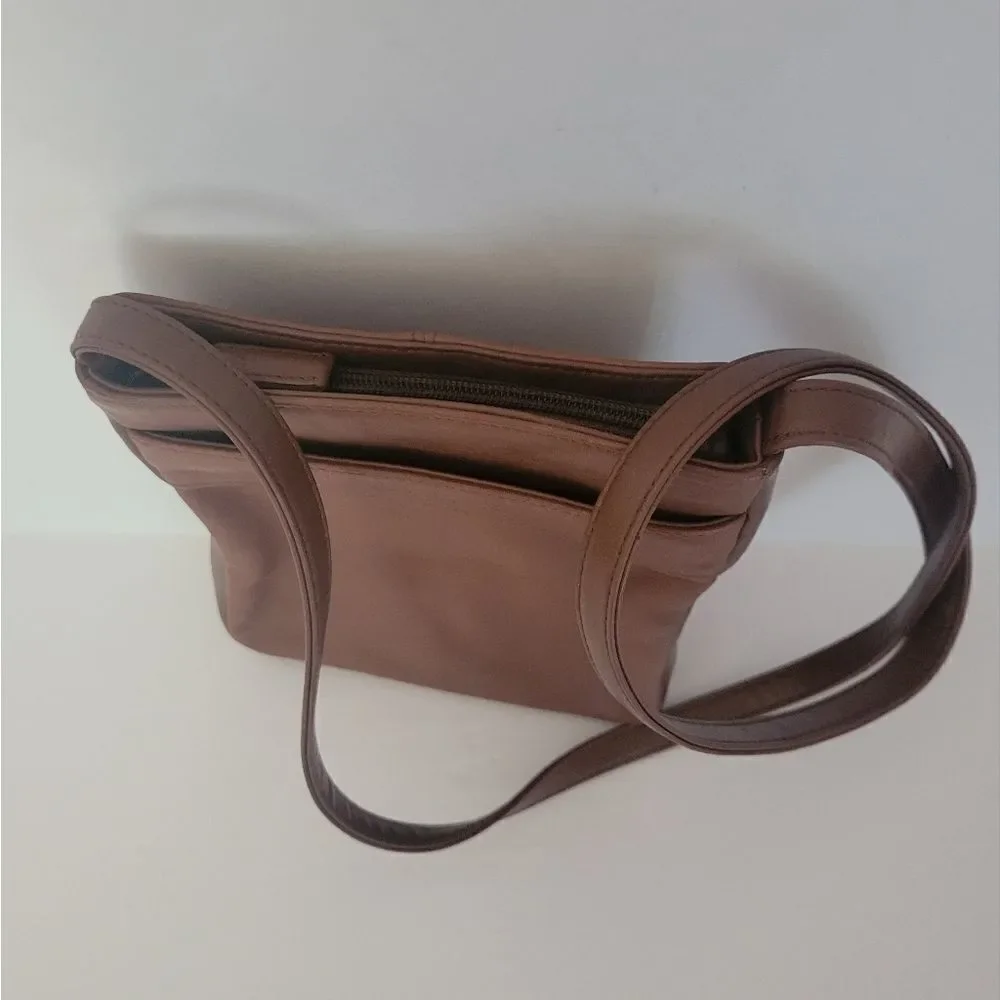 Evan Picone Brown Leather Crossbody Purse